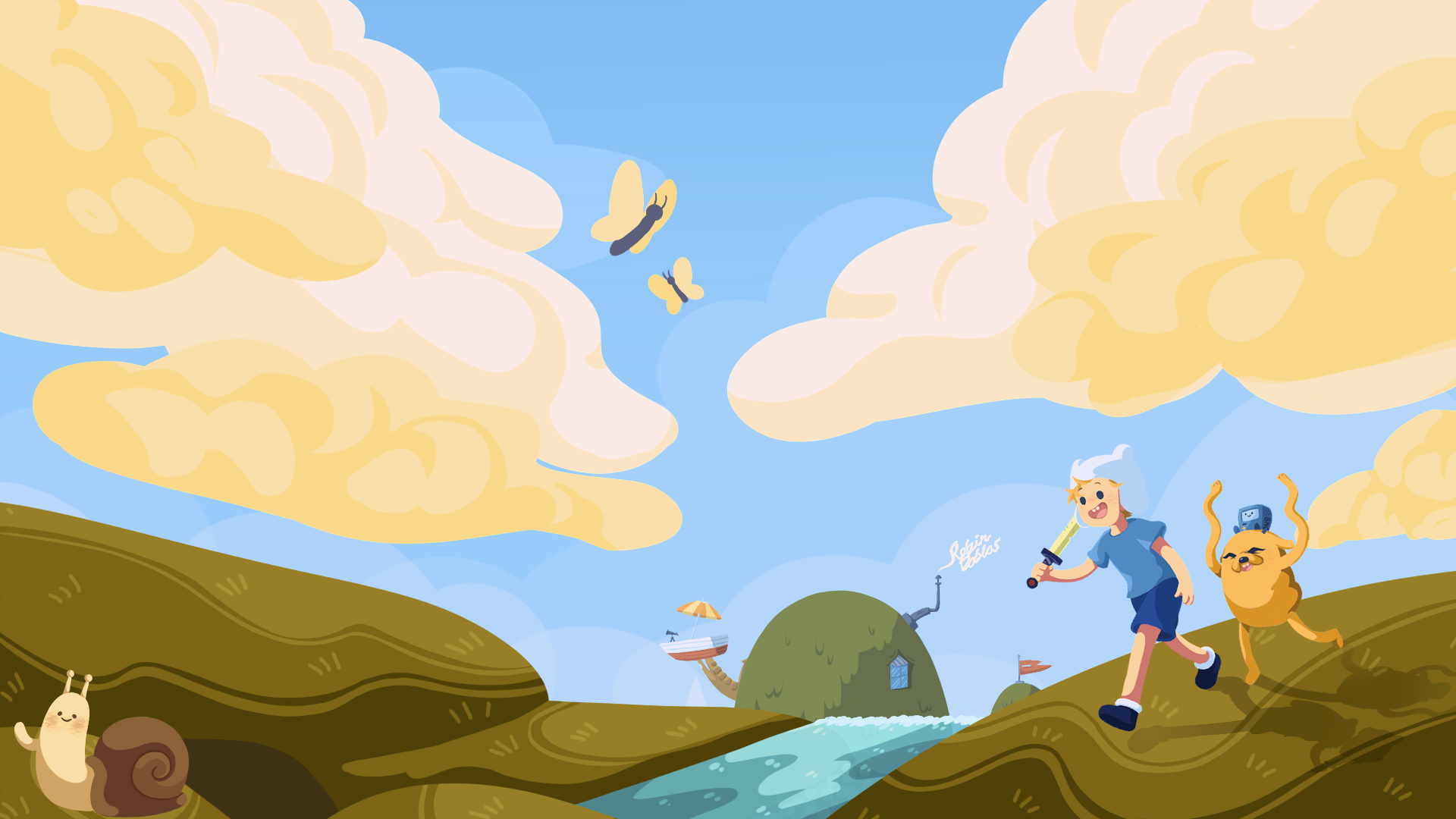 Fanart digital de Hora de Aventuras, paisaje