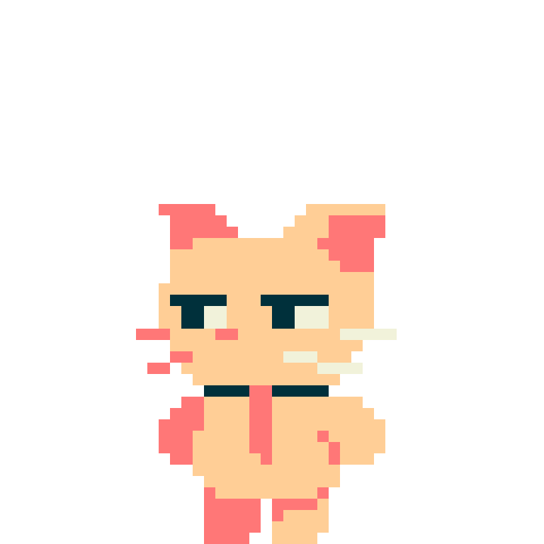 Animación pixelart sprite de gato naranja con corbata andando
